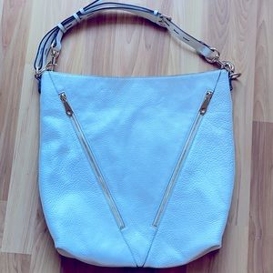 Rebecca Minkoff white moto hobo w/ gold hardware